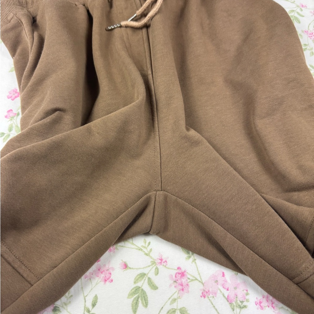 Mocha Brown Open Back Lounge Jumpsuit Sleeveless Drawstring Jogger Wide Leg Sm - Picture 5 of 10